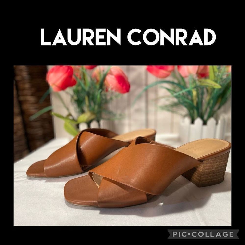 Lauren Conrad Women's Soda Pop Slip On Camel Colored Sandals Size 7.5M